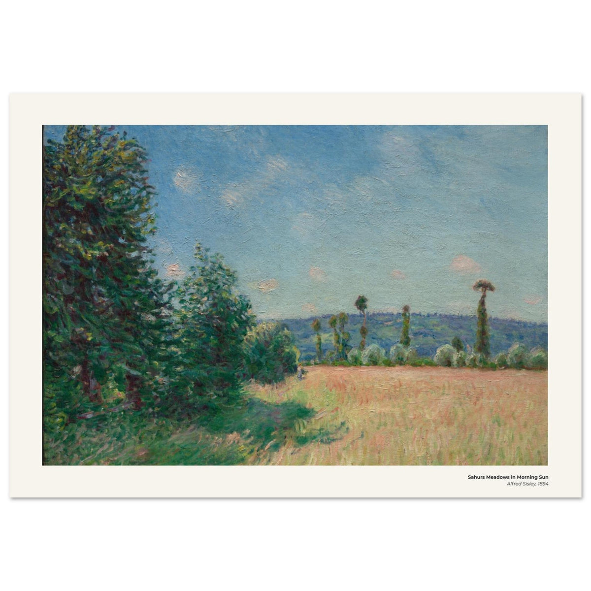Les prairies de Sahurs sous le soleil du matin – Alfred Sisley, détail de la reproduction
