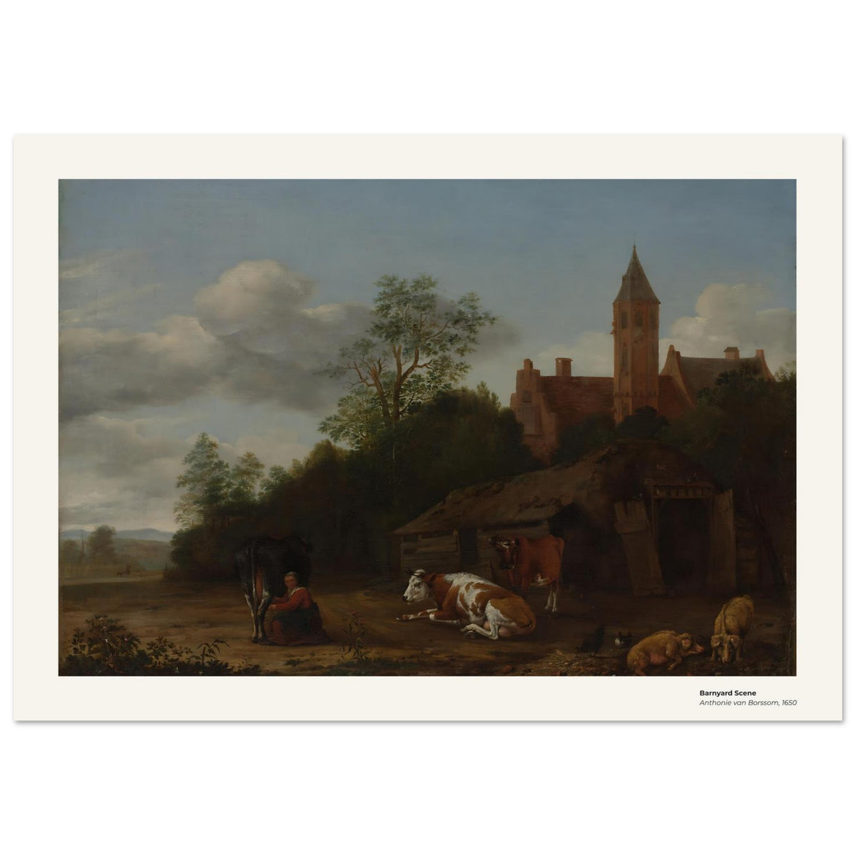 Scène de basse-cour – Anthonie van Borssom, détail de la reproduction