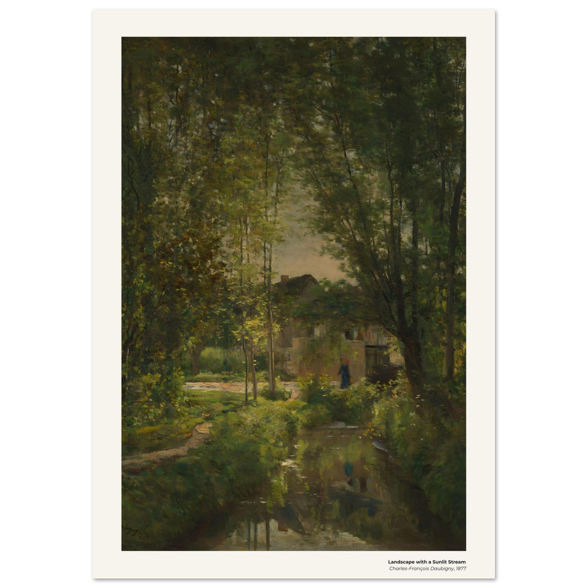 Paysage avec un ruisseau baigné de soleil – Charles-François Daubigny, détail de la reproduction