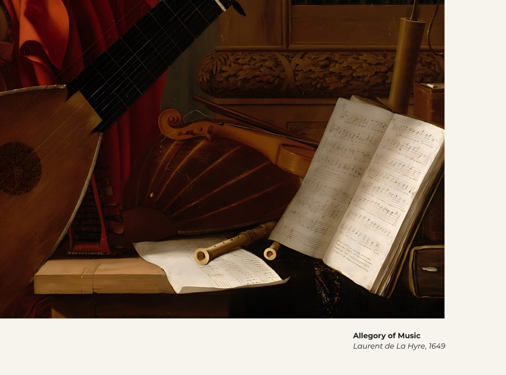 Allégorie de la musique – Laurent de La Hyre, avec légende titre et artiste