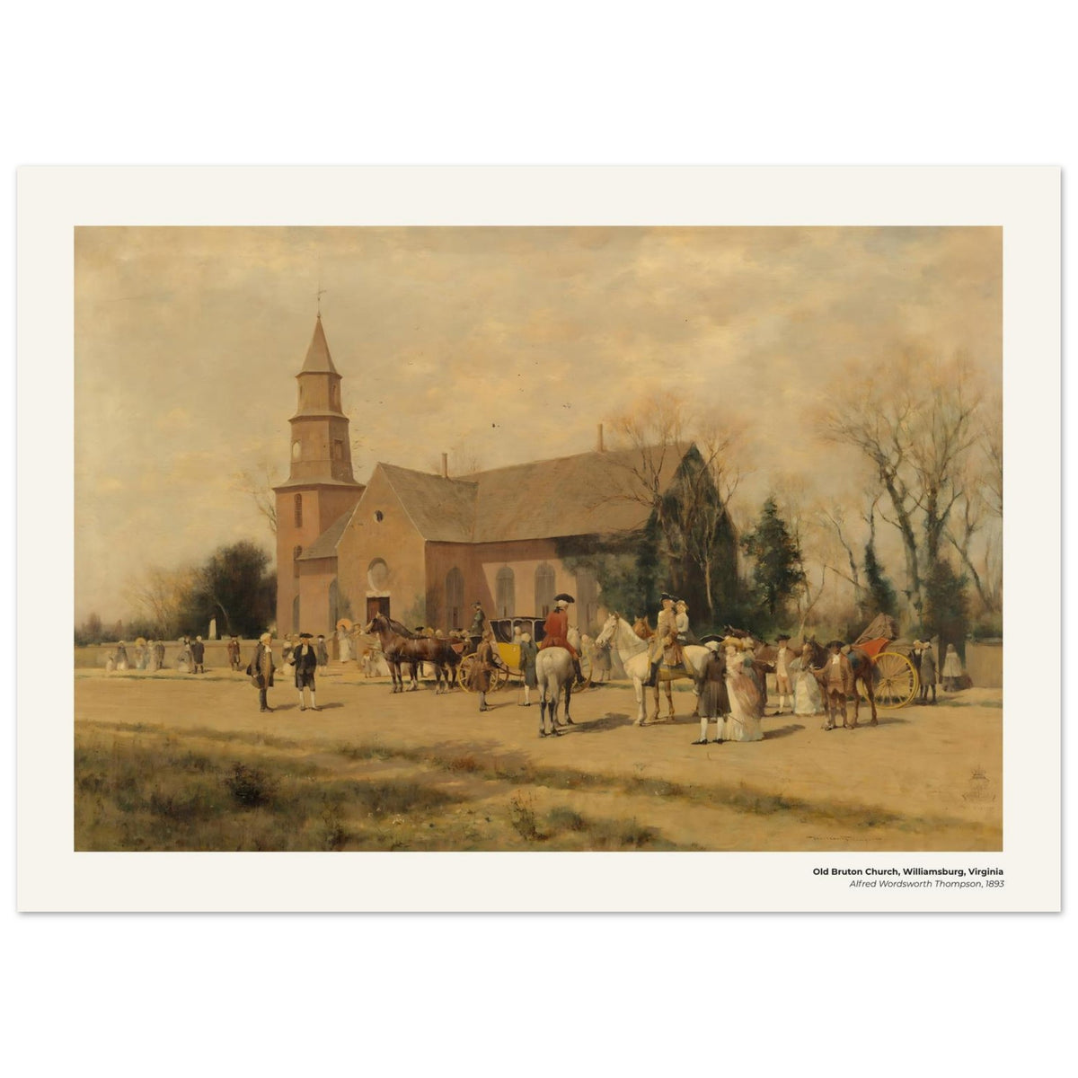 Vieille église Bruton, Williamsburg, Virginie – Alfred Wordsworth Thompson, détail de la reproduction