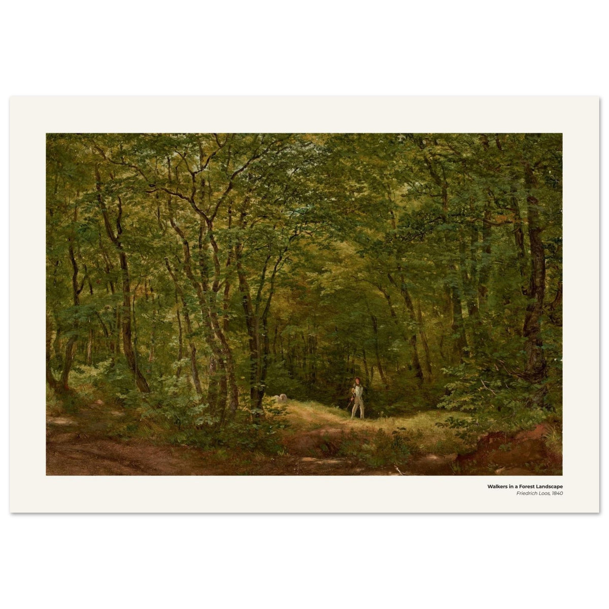 Promeneurs dans un paysage forestier – Friedrich Loos, reproduction d'art