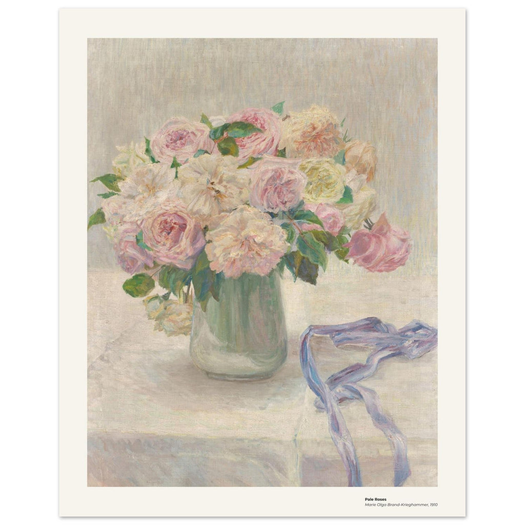 Roses pâles – Marie Olga Brand-Krieghammer, reproduction d'art