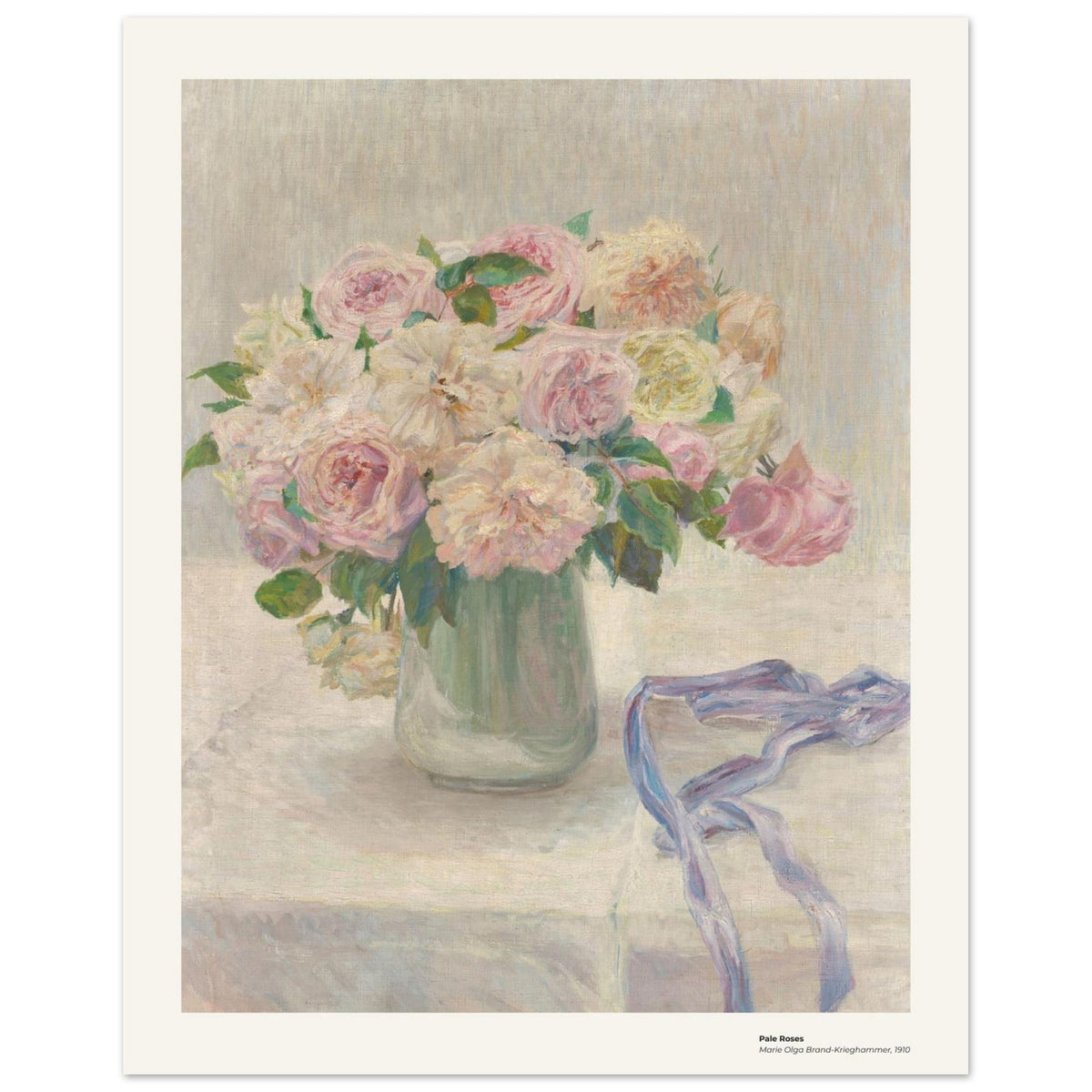 Roses pâles – Marie Olga Brand-Krieghammer, reproduction d'art