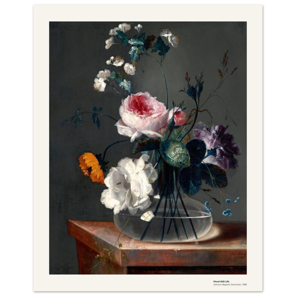 Nature morte aux fleurs – Johann Baptist Drechsler, reproduction d'art