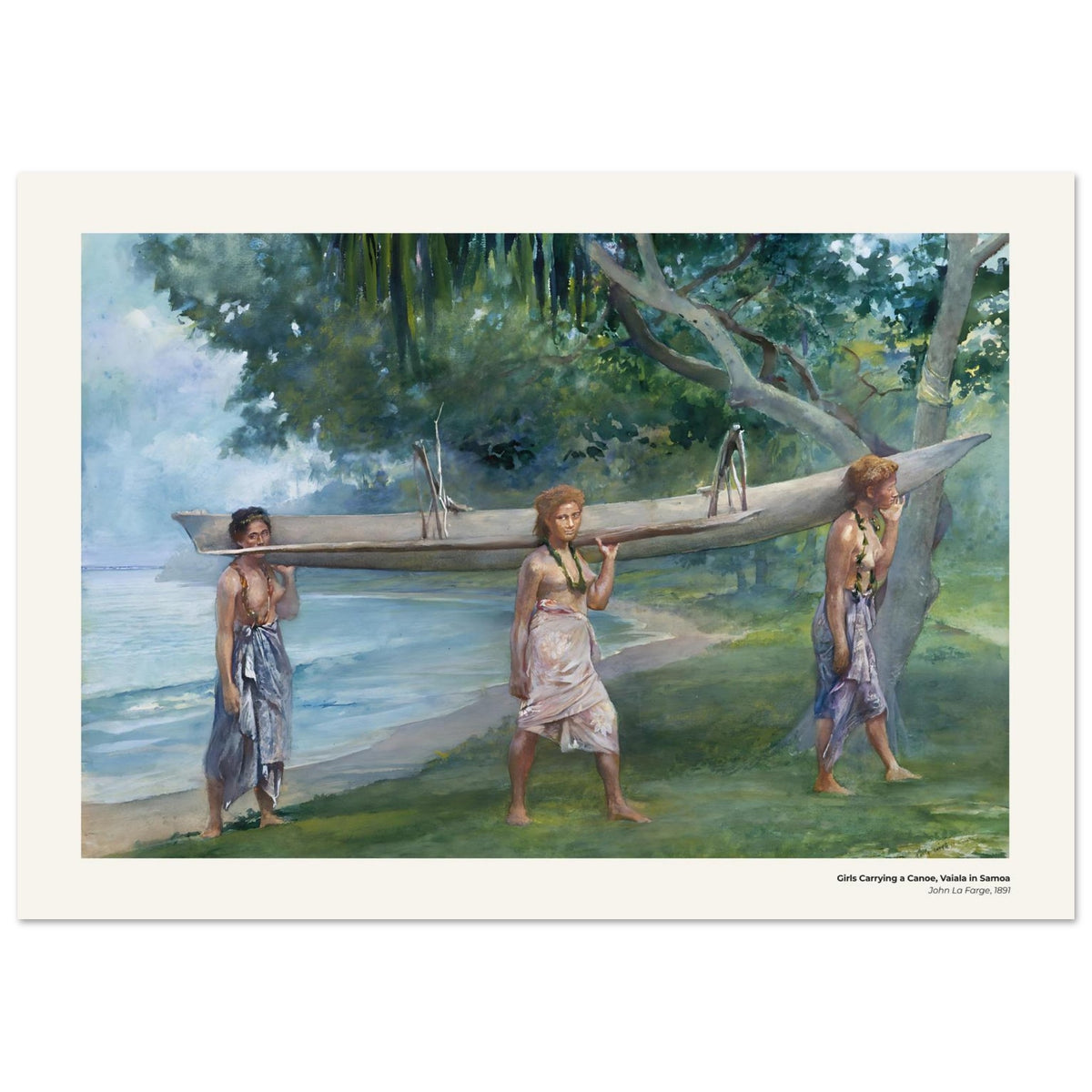 Filles portant un canot, Vaiala aux Samoa – John La Farge, reproduction d'art