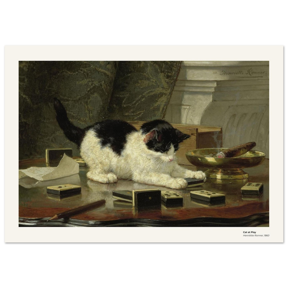 Chat jouant – Henriëtte Ronner, détail de la reproduction