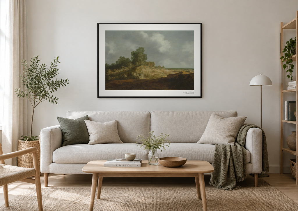 Paysage avec un chalet – Pieter de Molijn, aperçu encadré en situation