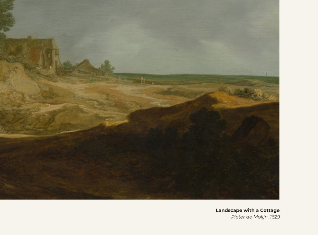 Paysage avec un chalet – Pieter de Molijn, avec légende titre et artiste