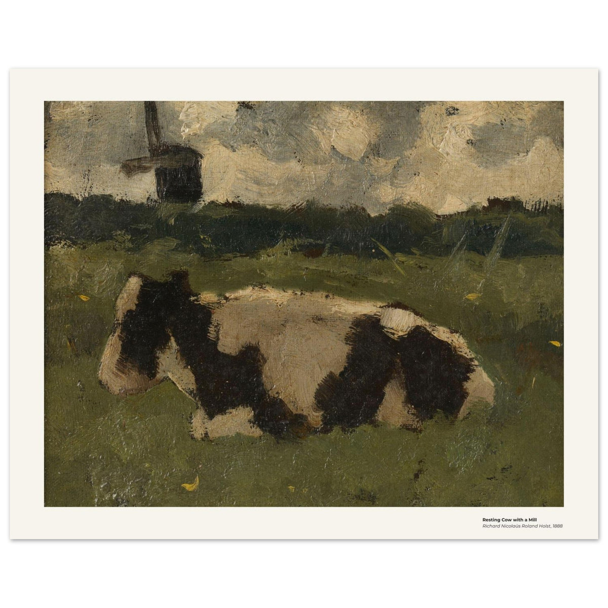 Vache au repos devant un moulin – Richard Nicolaüs Roland Holst, reproduction d'art