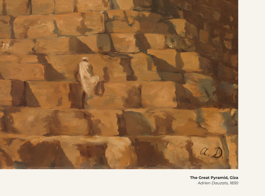 La Grande Pyramide de Gizeh – Adrien Dauzats, avec légende titre et artiste