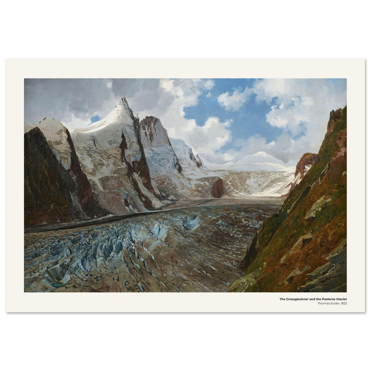 Le Grossglockner et le glacier de la Pasterze – Thomas Ender, reproduction d'art