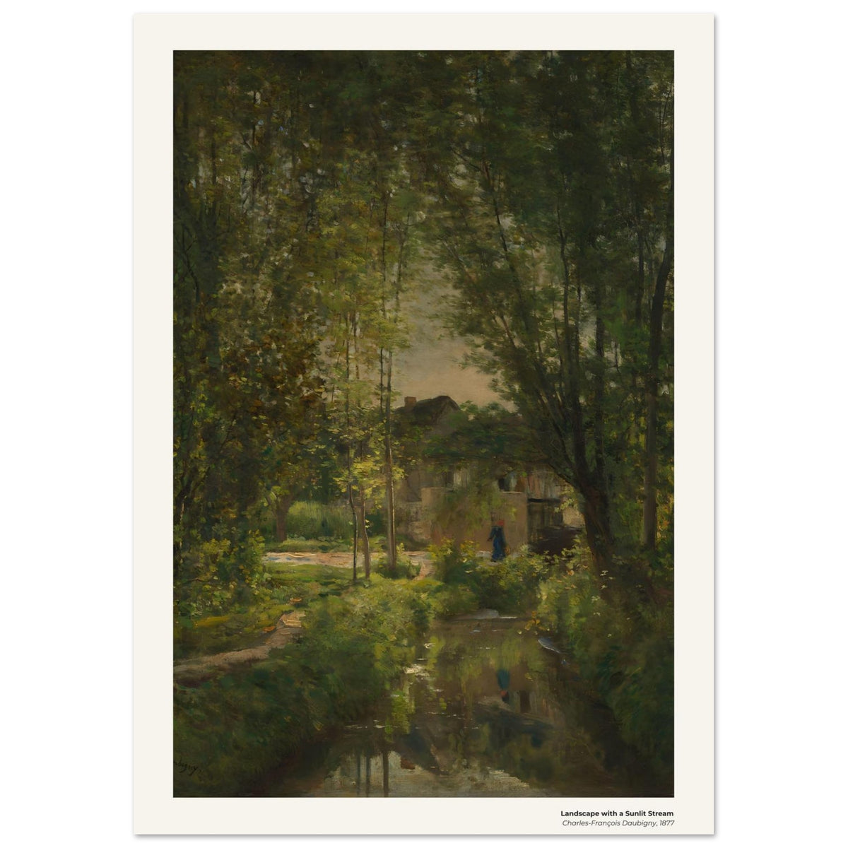 Paysage avec un ruisseau baigné de soleil – Charles-François Daubigny, détail de la reproduction