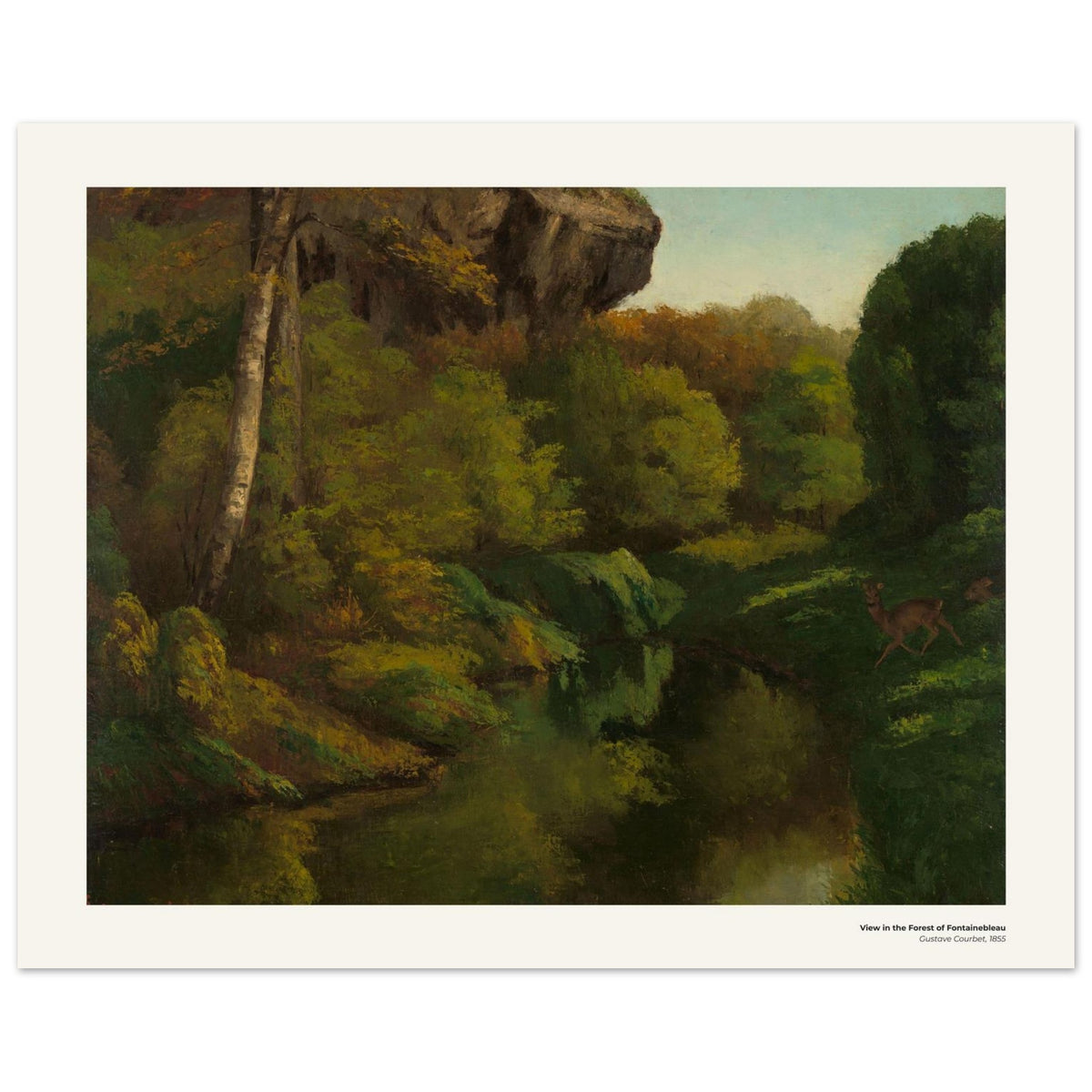 Vue dans la forêt de Fontainebleau – Gustave Courbet, détail de la reproduction