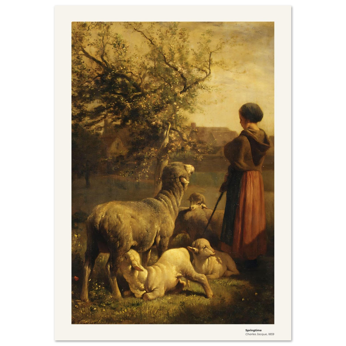 Printemps – Charles Jacque, détail de la reproduction