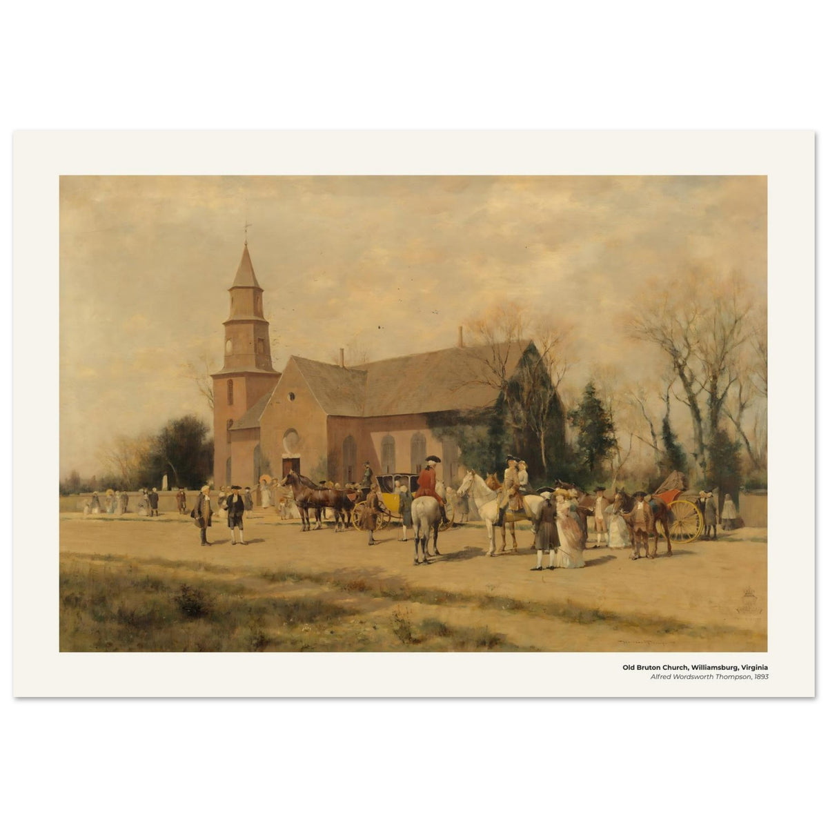 Vieille église Bruton, Williamsburg, Virginie – Alfred Wordsworth Thompson, détail de la reproduction