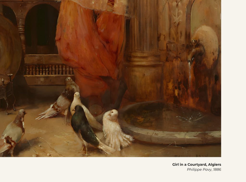 Jeune fille dans une cour, Alger – Philippe Pavy, avec légende titre et artiste