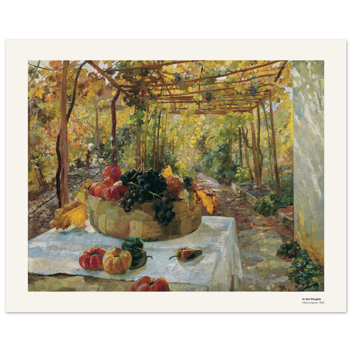 Sous la pergola – Marie Egner, détail de la reproduction