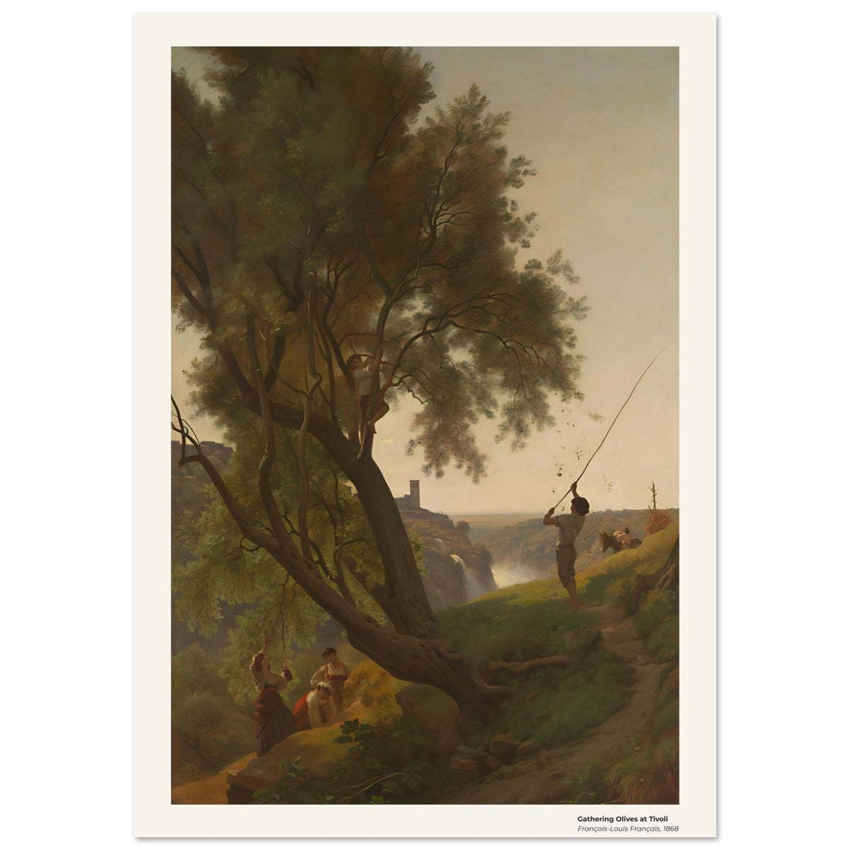 La récolte des olives à Tivoli – François-Louis Français, détail de la reproduction