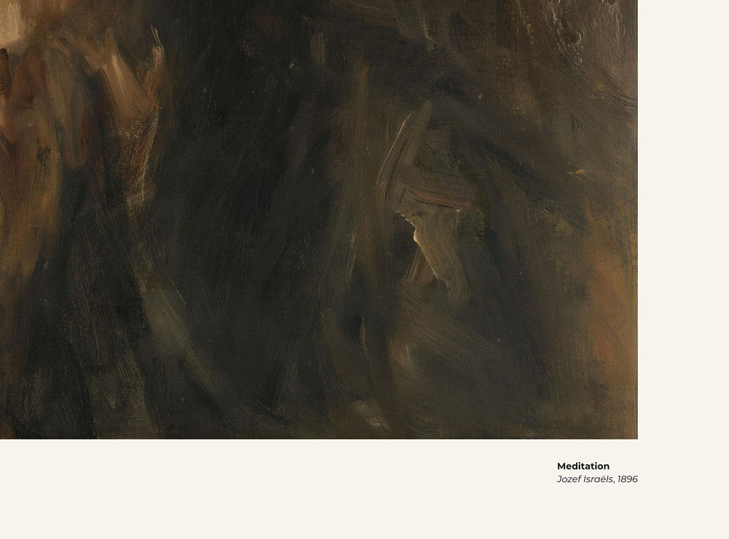 Méditation – Jozef Israëls, avec légende titre et artiste