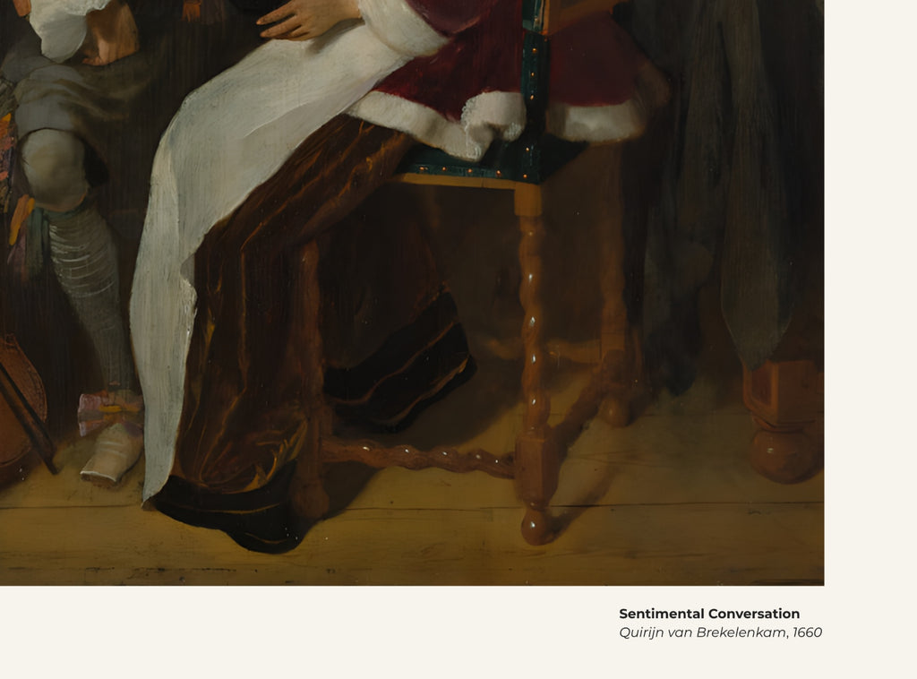 Conversation sentimentale – Quirijn van Brekelenkam, avec légende titre et artiste