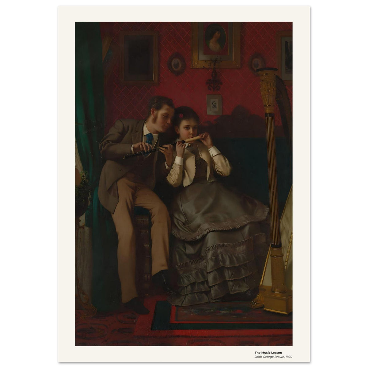 La leçon de musique – John George Brown, détail de la reproduction