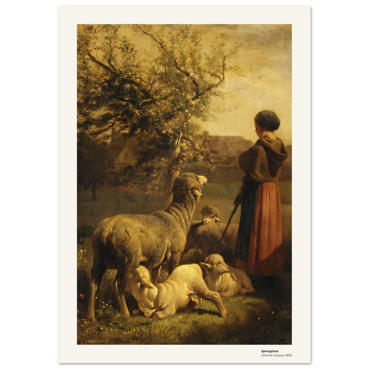 Printemps – Charles Jacque, reproduction d'art