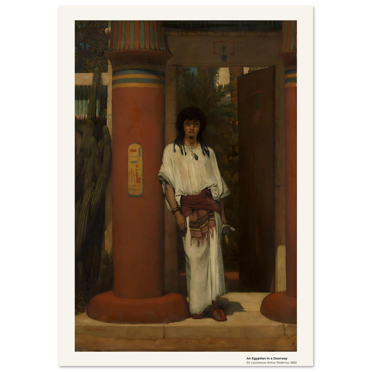 Un Égyptien dans l'encadrement d'une porte – Lawrence Alma-Tadema, détail de la reproduction