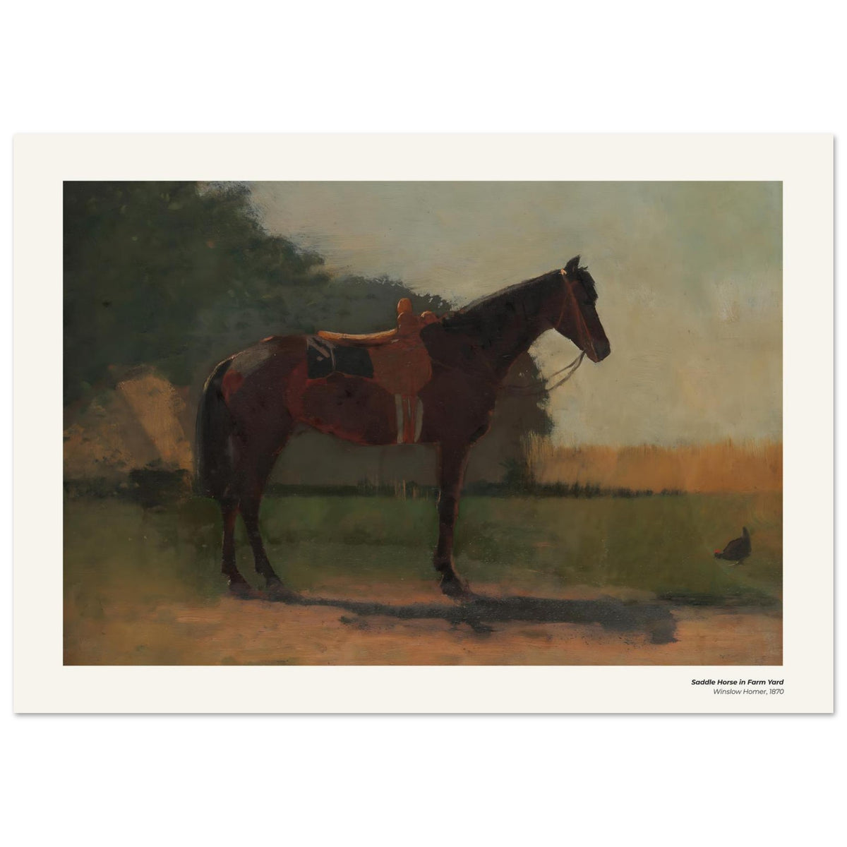 Cheval de selle dans la cour de la ferme – Winslow Homer, reproduction d'art