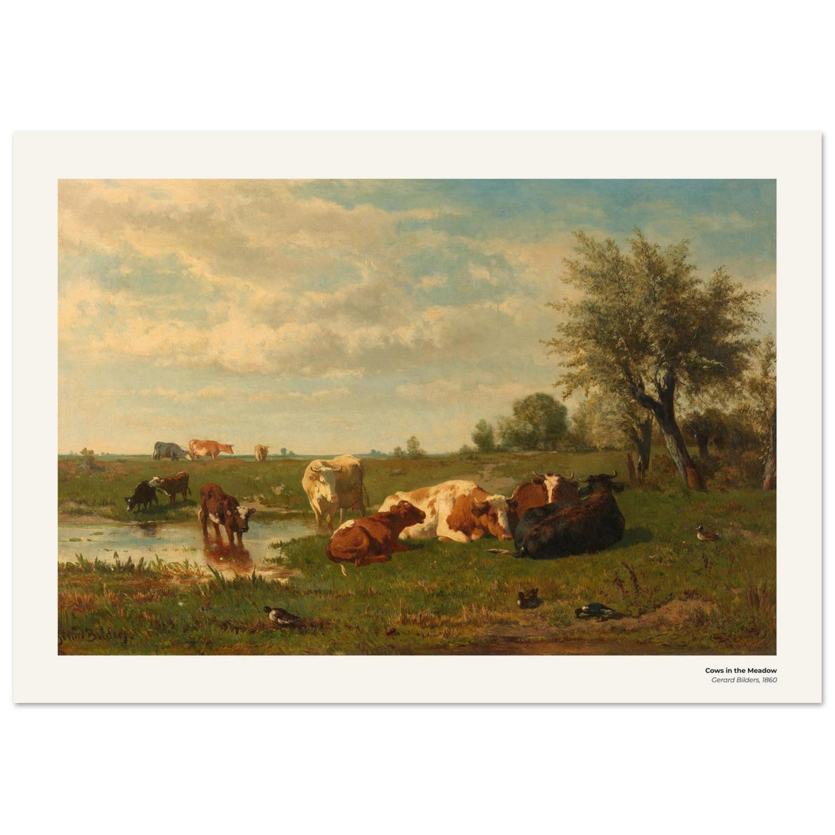 Vaches dans la prairie – Gerard Bilders, détail de la reproduction