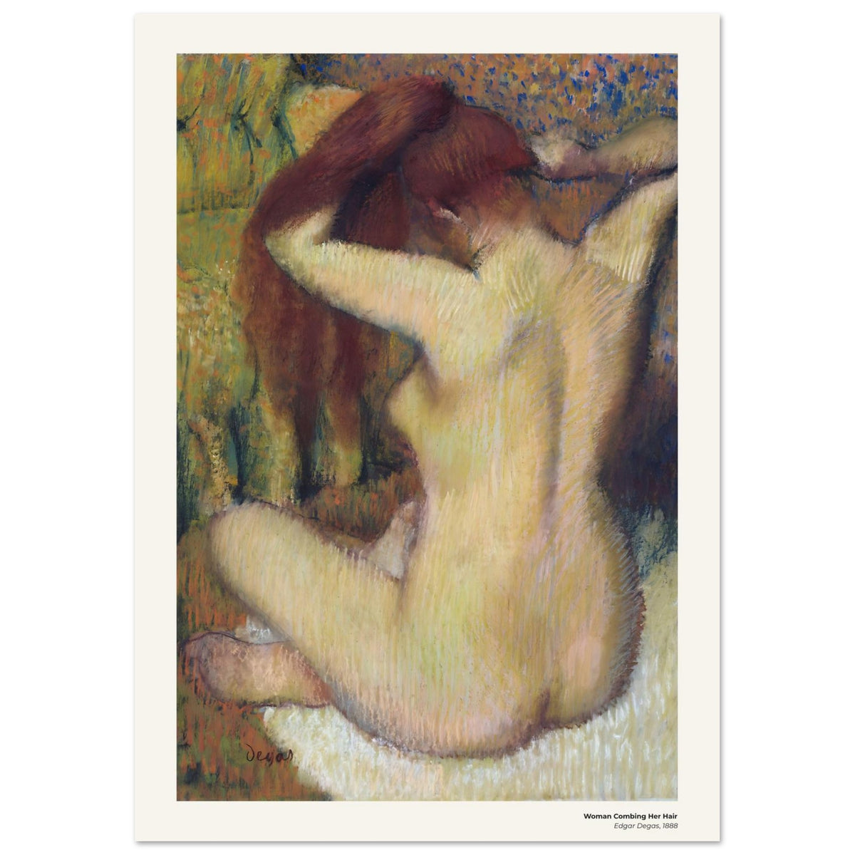 Femme se peignant les cheveux – Edgar Degas, détail de la reproduction