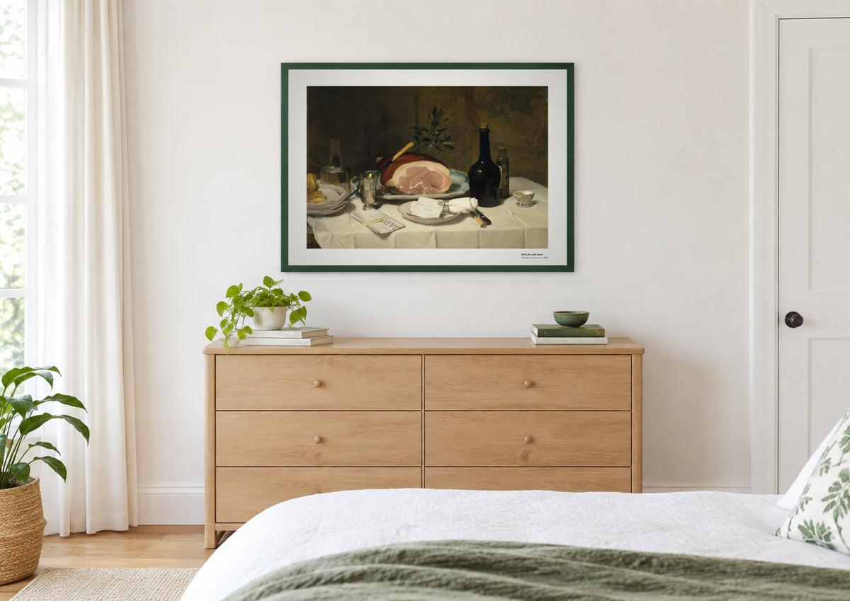 Nature morte au jambon – Philippe Rousseau, aperçu encadré en situation