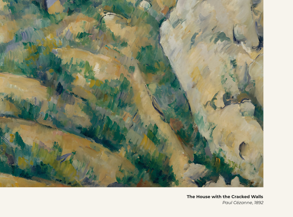La maison aux murs fissurés – Paul Cézanne, avec légende titre et artiste