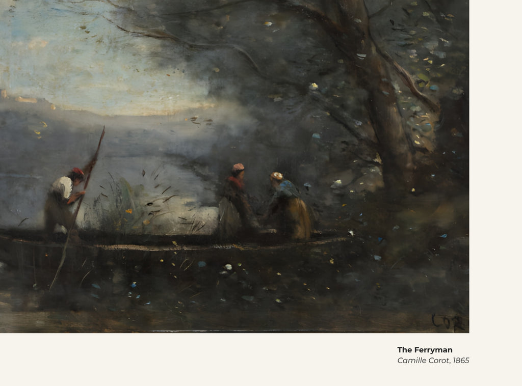 Le passeur – Camille Corot, avec légende titre et artiste