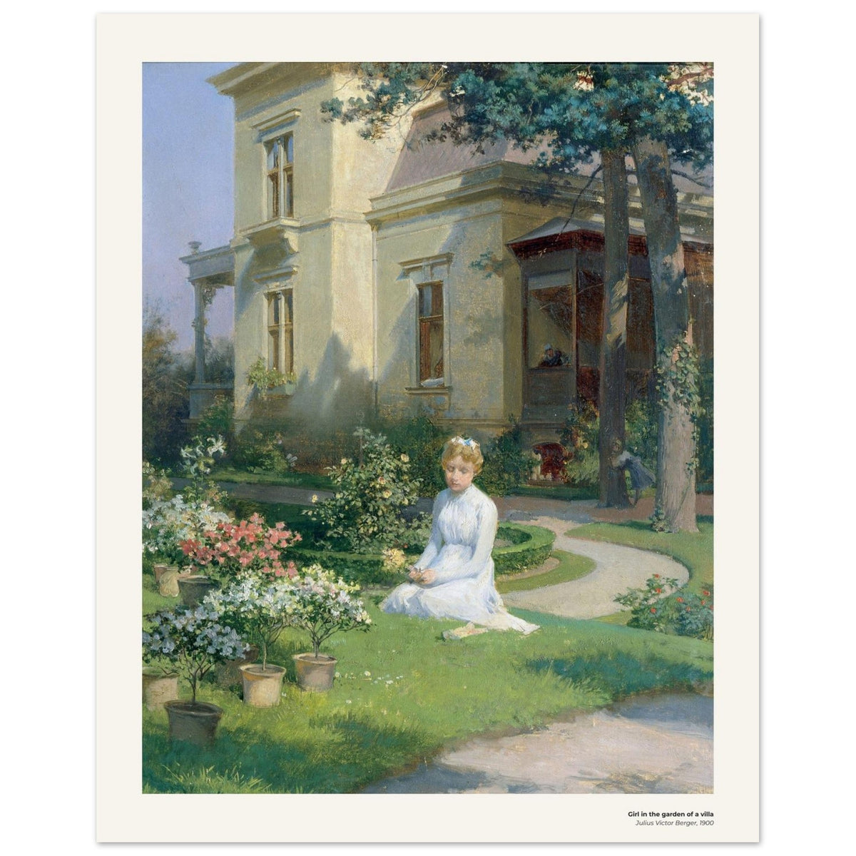 Jeune fille dans le jardin d'une villa – Julius Victor Berger, reproduction d'art