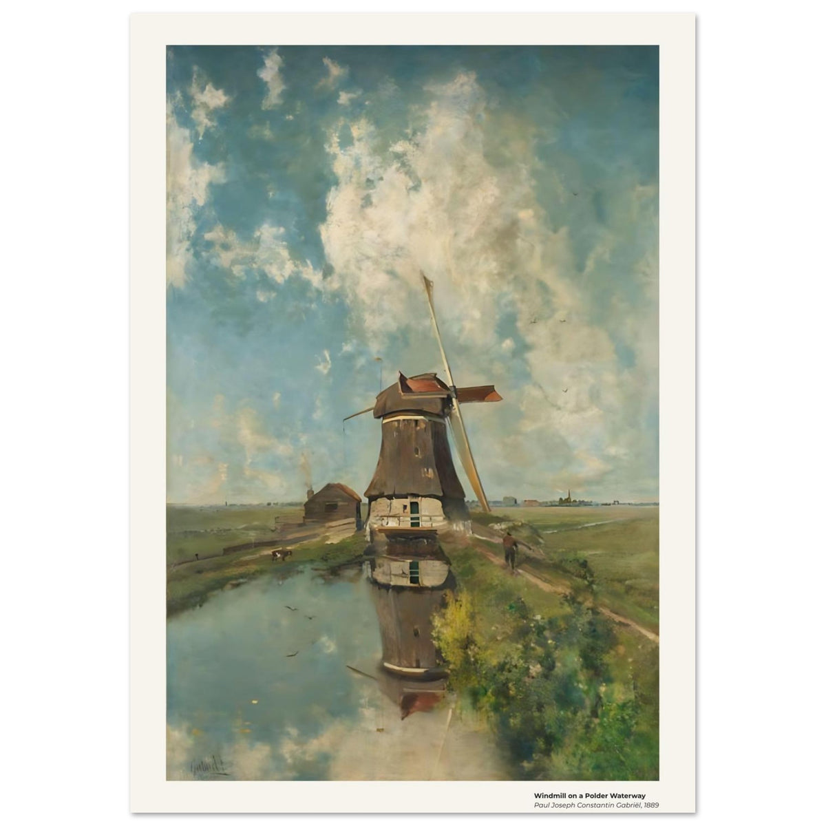 Moulin à vent sur un canal de polder – Paul Joseph Constantin Gabriël, détail de la reproduction
