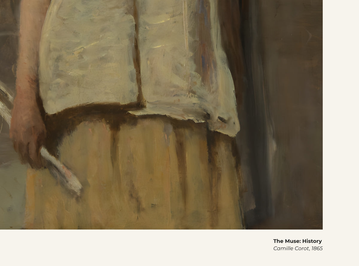 La Muse : Histoire – Camille Corot, avec légende titre et artiste