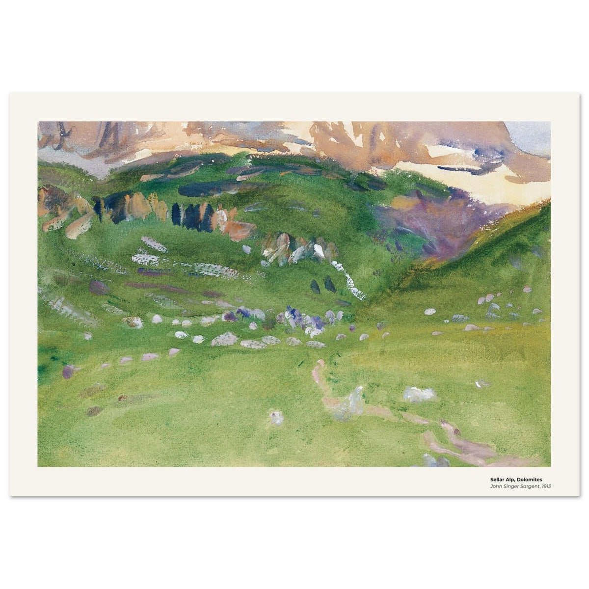 Alpe de Sella, Dolomites – John Singer Sargent, détail de la reproduction