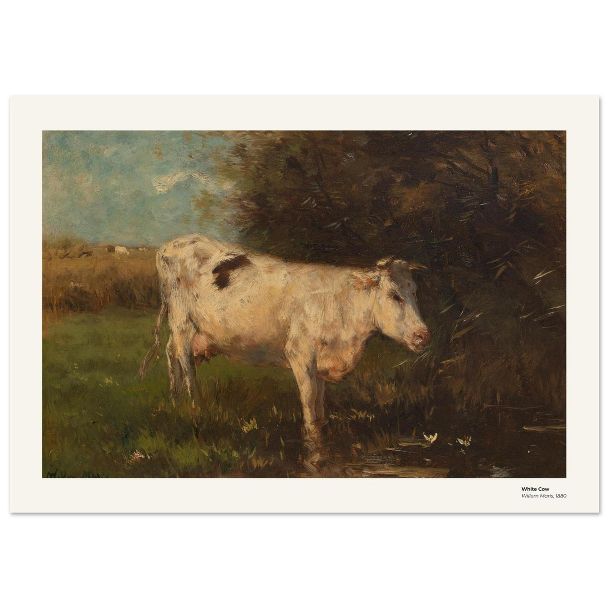 Vache blanche – Willem Maris, détail de la reproduction
