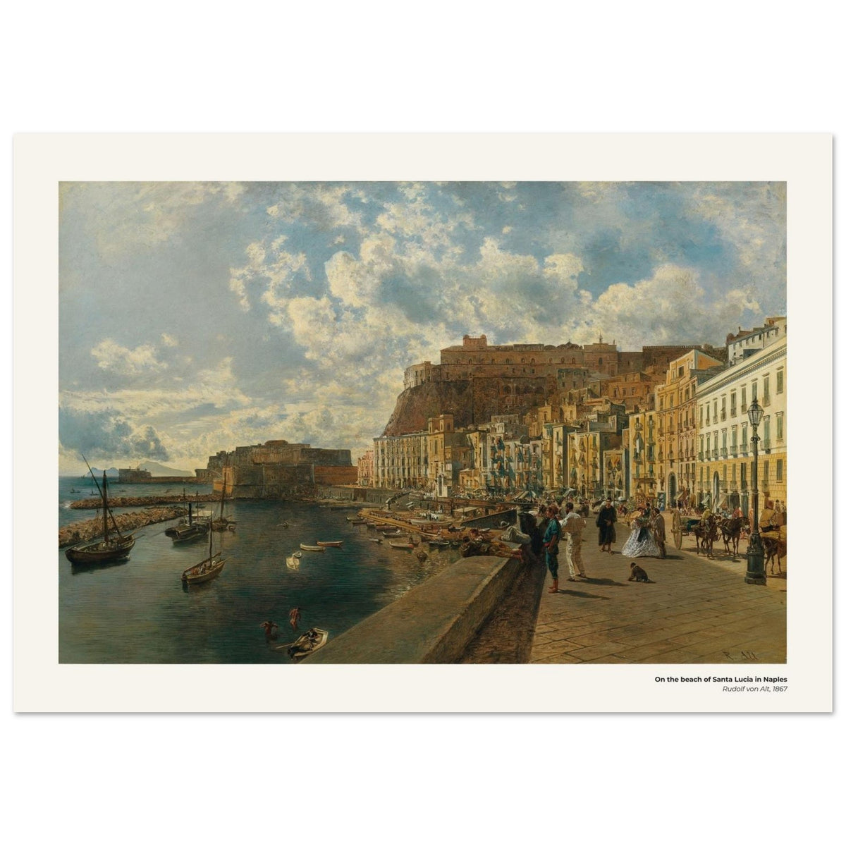 Sur la plage de Santa Lucia à Naples – Rudolf von Alt, reproduction d'art