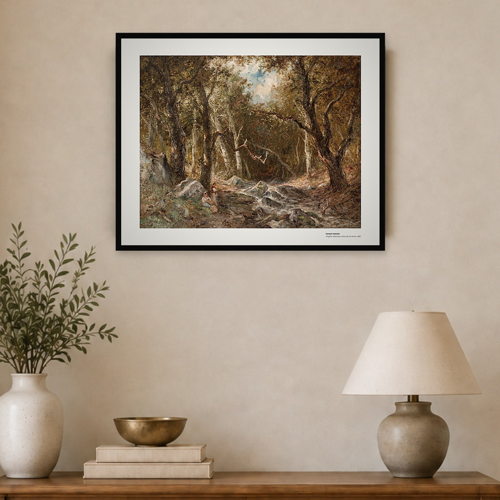 Intérieur de forêt – Narcisse Virgilio Díaz de la Peña, aperçu encadré en situation