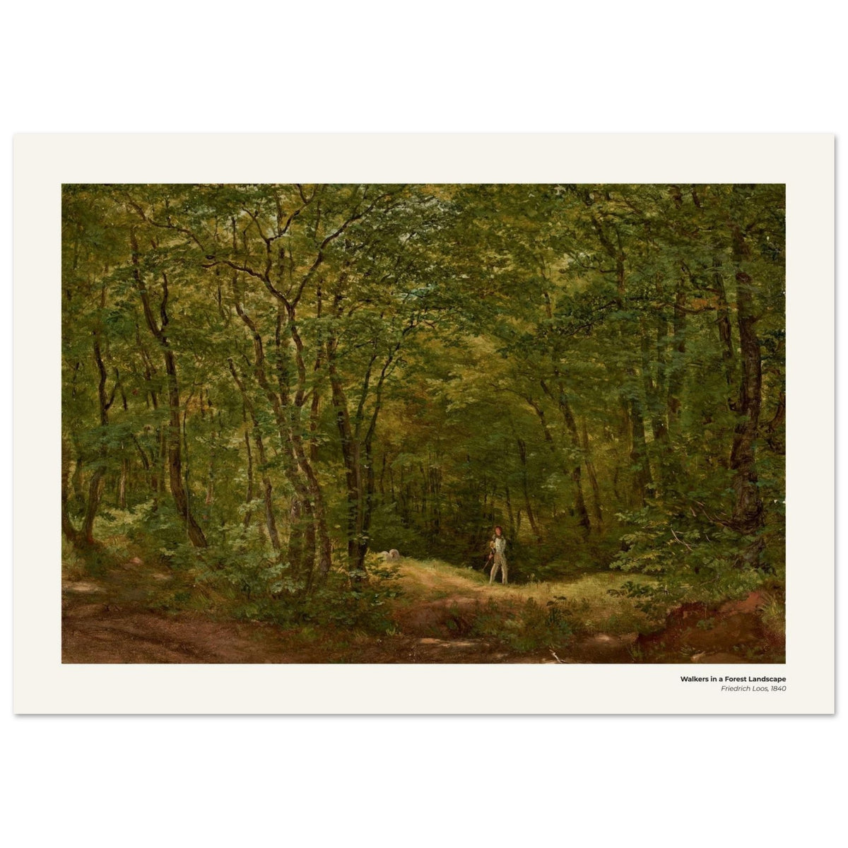 Promeneurs dans un paysage forestier – Friedrich Loos, reproduction d'art