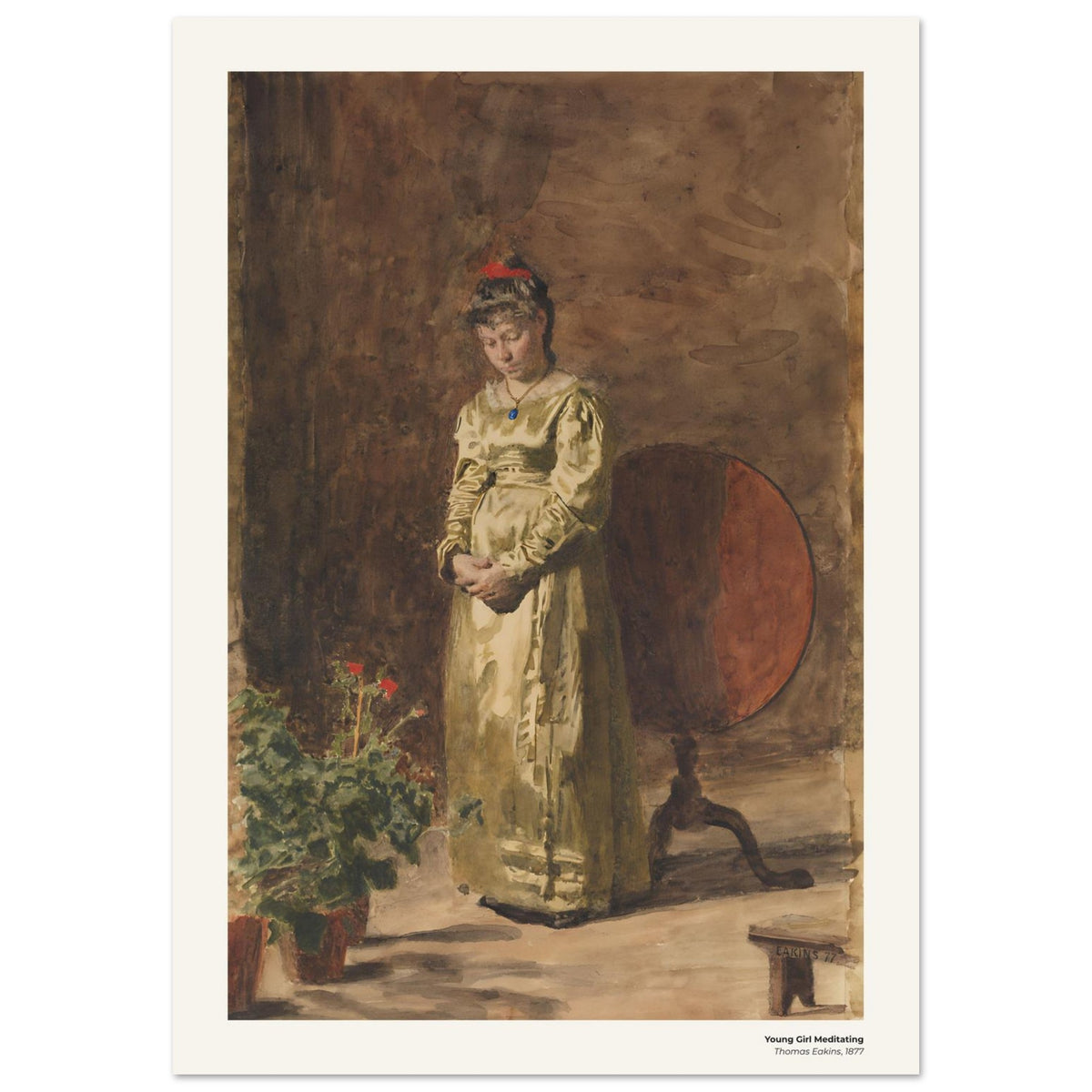 Jeune fille en méditation – Thomas Eakins, reproduction d'art