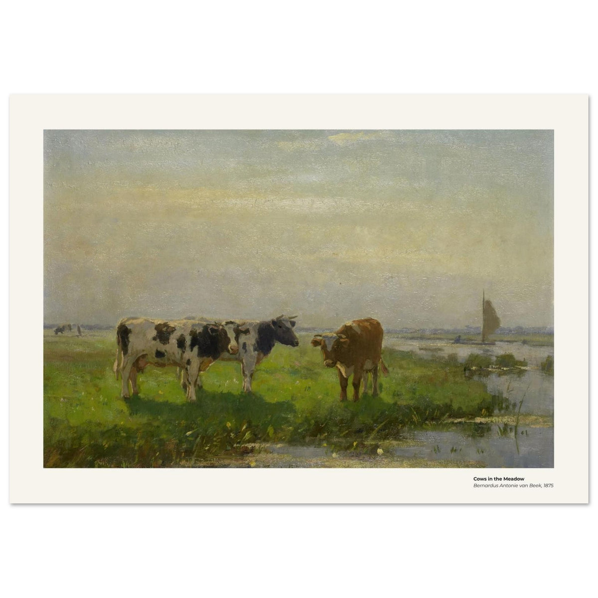 Vaches dans la prairie – Bernardus Antonie van Beek, détail de la reproduction