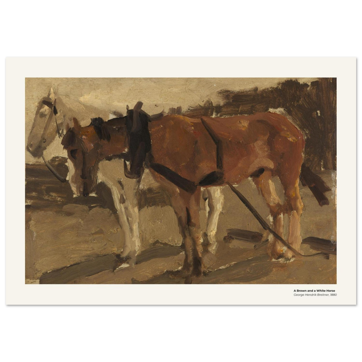 Un cheval brun et un cheval blanc – George Hendrik Breitner, détail de la reproduction