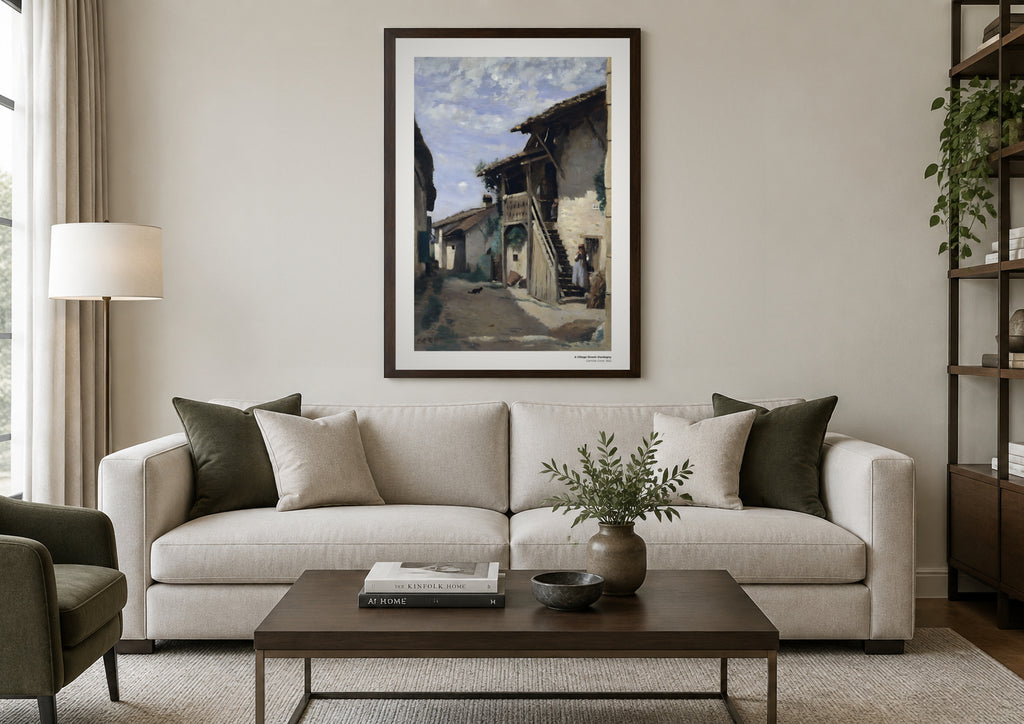 Une rue du village, Dardagny – Camille Corot, aperçu encadré en situation