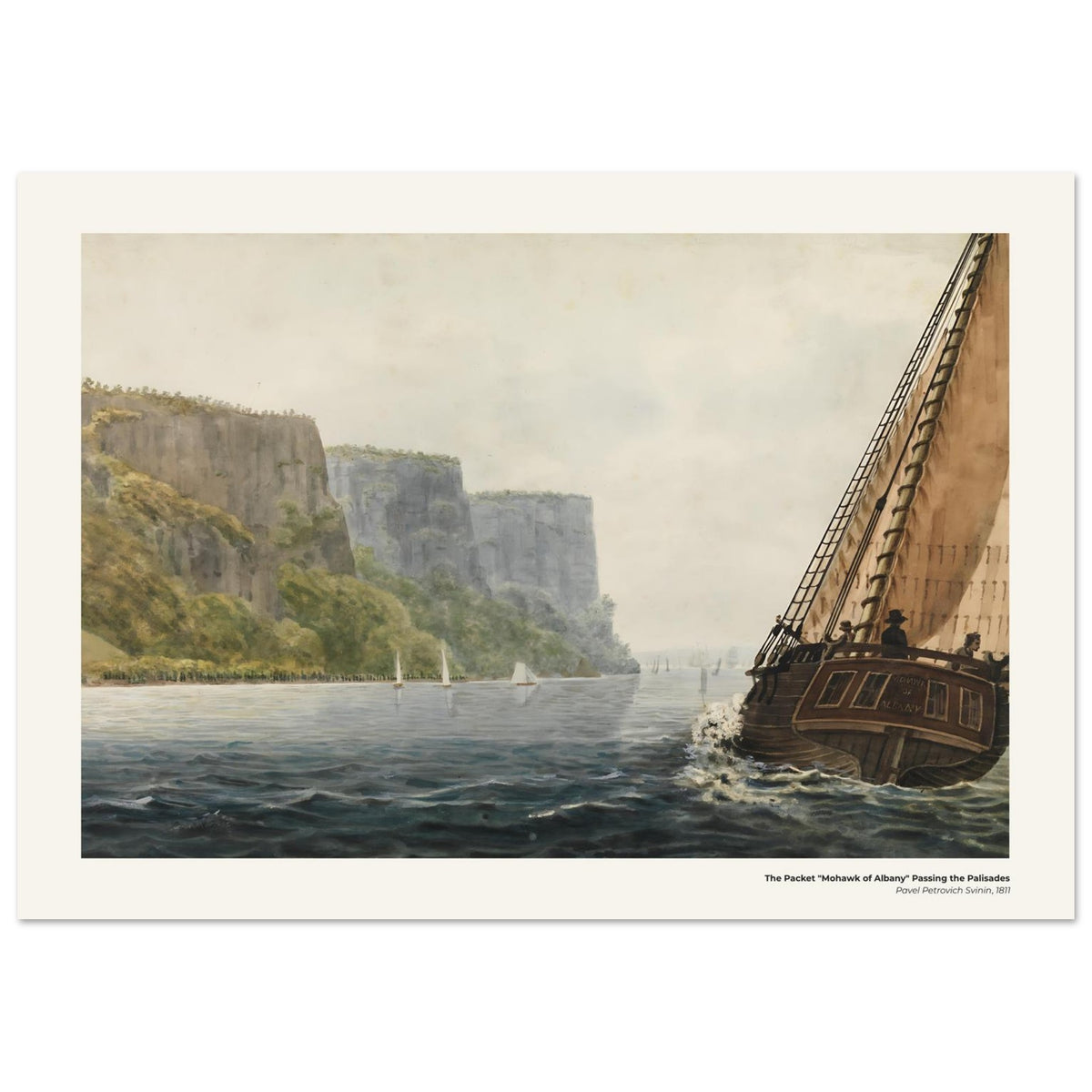 Le paquebot "Mohawk of Albany" passant devant les Palisades – Pavel Svinin, reproduction d'art