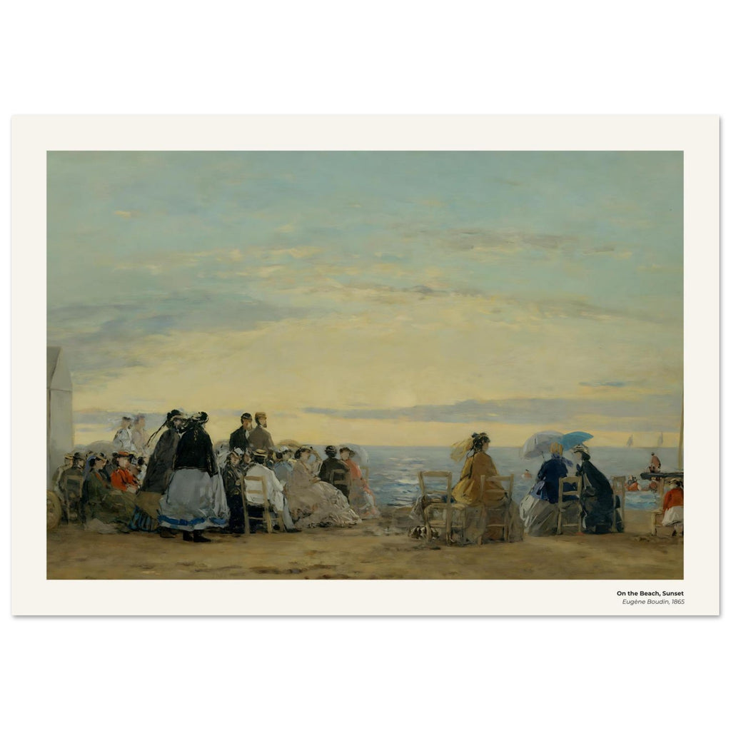 Sur la plage, au coucher du soleil – Eugène Boudin, détail de la reproduction