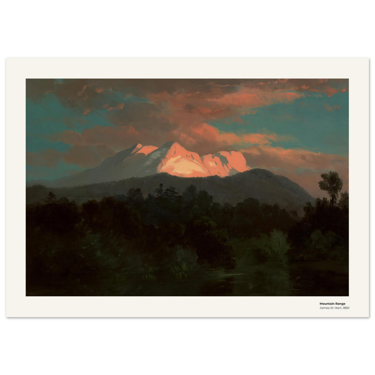 Chaîne de montagnes – James M. Hart, détail de la reproduction