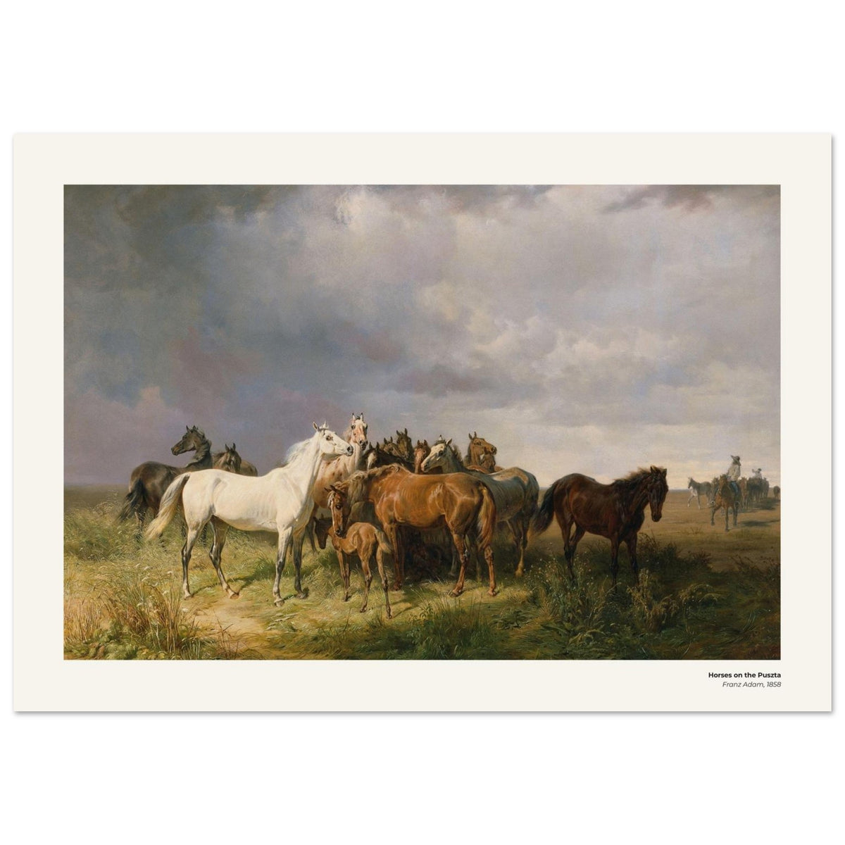 Chevaux dans la puszta – Franz Adam, reproduction d'art